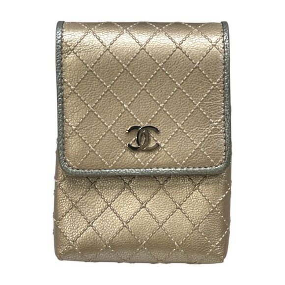 Chanel Bicolor CC Logo Cigarette Case Tobacco Multi Quilted Leather Hat main image 4